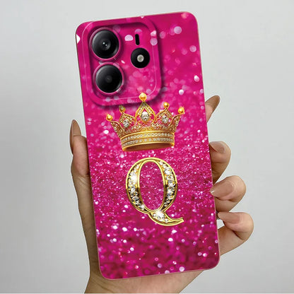 Case For Xiaomi Redmi Note 14 5G Phone Cover Note14 Global Funda Luxury Crown Letters Soft Silicone Back Cover For Redmi Note 14