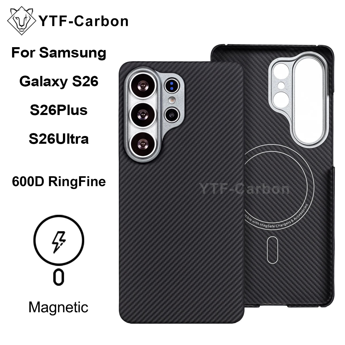 YTF-Carbon Magnetic Case For Samsung S26Ultra Aramid Carbon Fiber Cover For Magsafe S26 S26Plus Cover Mobile Phone Accessories