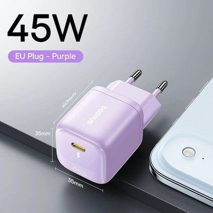 Baseus 45W GaN Charger For iPhone 17 16 15 Pro Max Samsung Galaxy Fast Charger Phone Charger USB C Charger Portable PD Charger