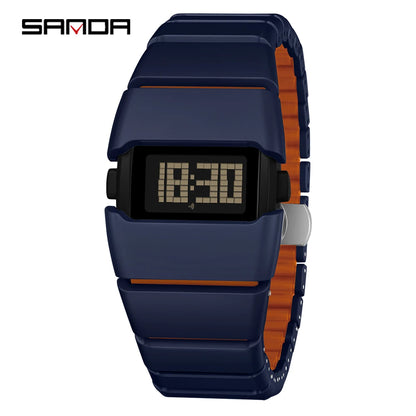 SANDA 9504 Retro Electronic Watch 5ATM Waterproof Night Light Display Snooze Alarm Clock Stopwatch Men's and Women's Watches2026