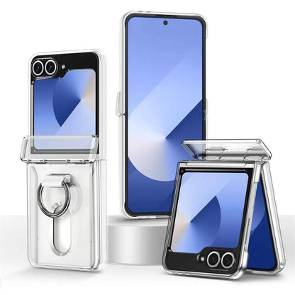 Z Flip8 Luxury Wallet Clip Flip Slot Card Phone Case for Samsung Galaxy Z Flip 7 FE 6 5 Zflip6 Finger Ring Shockproof Hard Cover