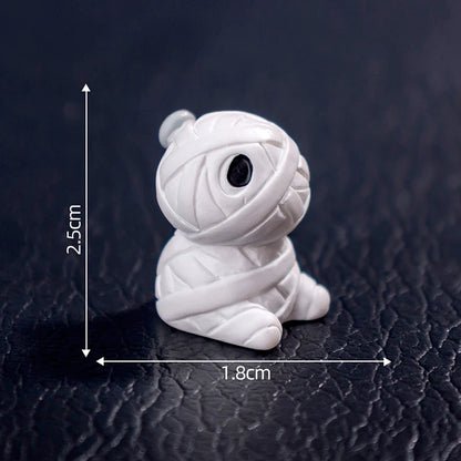 Miniature Halloween Resin Figurines – 3D Horror Raven, Tombstone, Ghost & Skull Ornaments