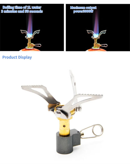 Outdoor Gas Stove Camping Burner Portable Mini Folding Stove Gas Heater Survival Furnace Foldable Furance Head for Picnic Cooker