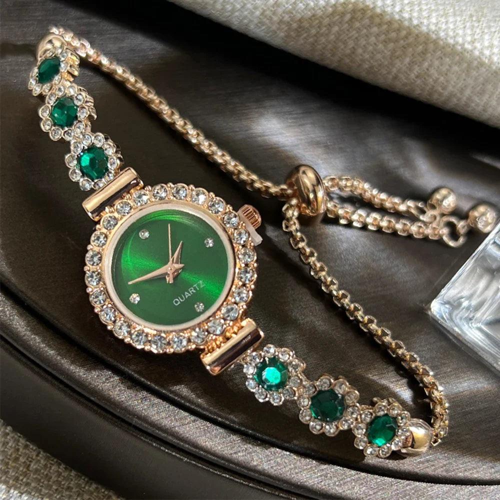 Fashion Rhinestone Women Watches Diamond Flowers Bracelet Ladies Quartz Wristwatch