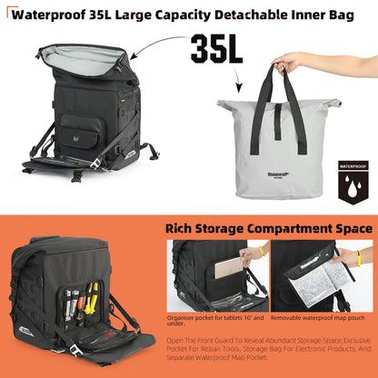 Rhinowalk Motorcycle Side Bag Mechanic Quick Release Waterproof 35L Big Capacity Anti-Theft With Lock Hole Molle Saddlebag