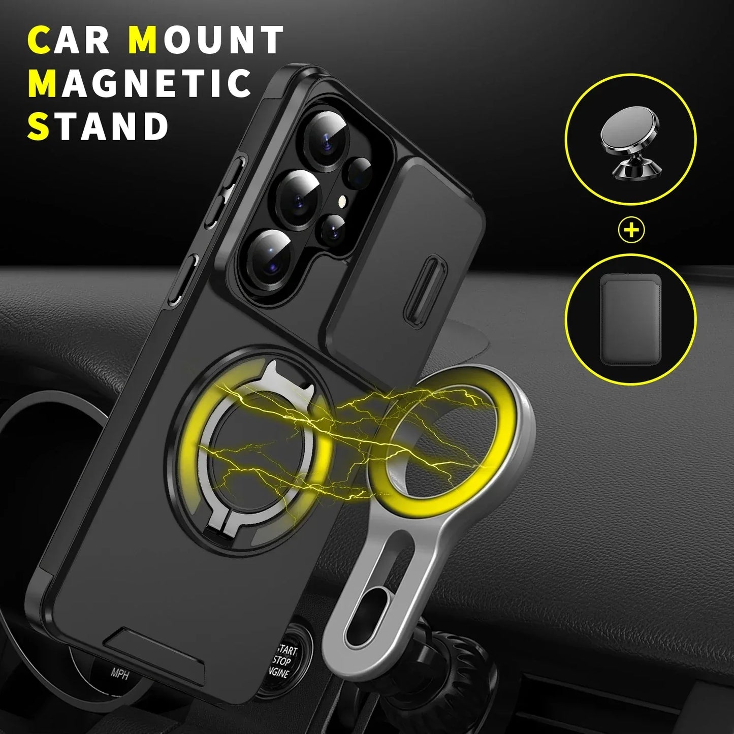 Magnetic Sliding Window Bracket Case for Samsung Galaxy