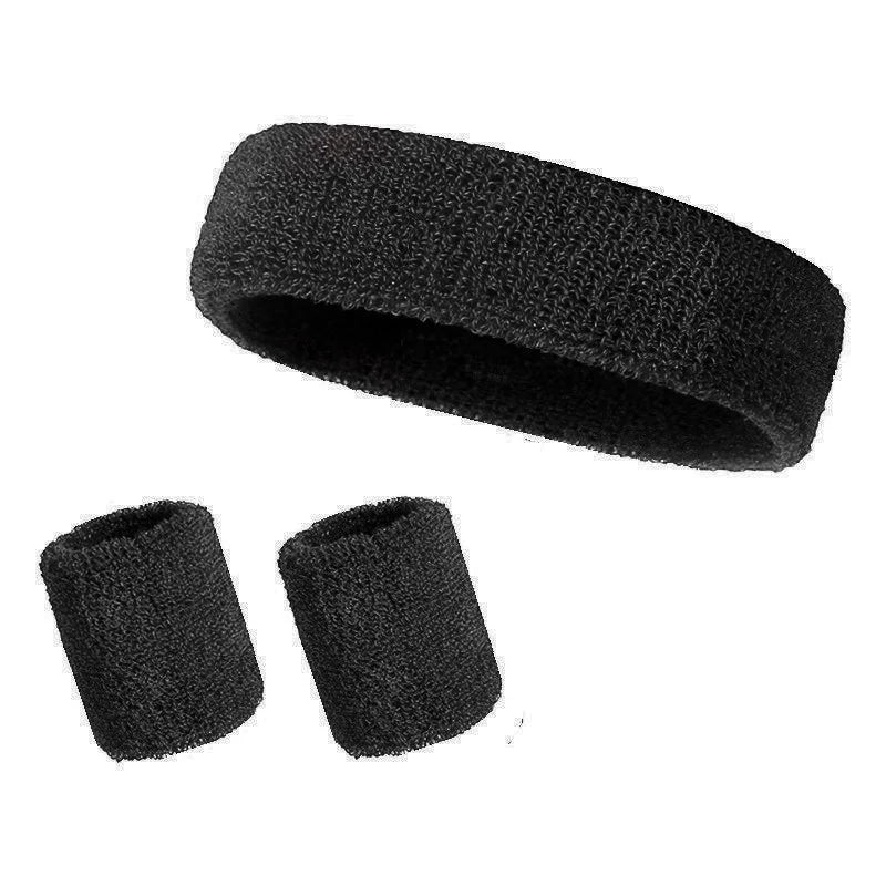 New Hot Athletic Sweatband Hairband Headband Wristband Set in 3-Pack Cotton Head Sweat Bands for Running, Cycling, Yoga, Spa