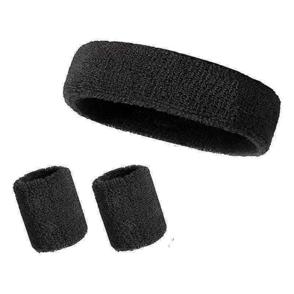 New Hot Athletic Sweatband Hairband Headband Wristband Set in 3-Pack Cotton Head Sweat Bands for Running, Cycling, Yoga, Spa