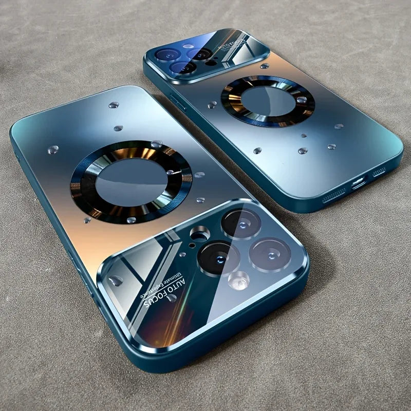 Luxury Glass MagSafe Magnetic iPhone Case Shockproof Cover