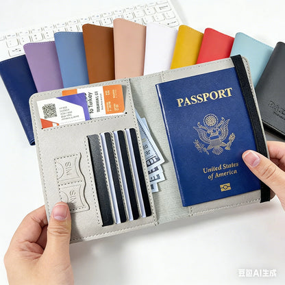 PU Leather Passport Wallet Multi-Function Accessories Protection Cover Travel Book Holders for Women/Men