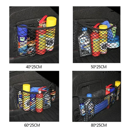 Car Storage Net Stretchable Mesh Pocket Net Magic Elastic Sticker Universal Rear Mesh Trunk Seat Bag Pocket Cage Auto Organizer - Urbizia