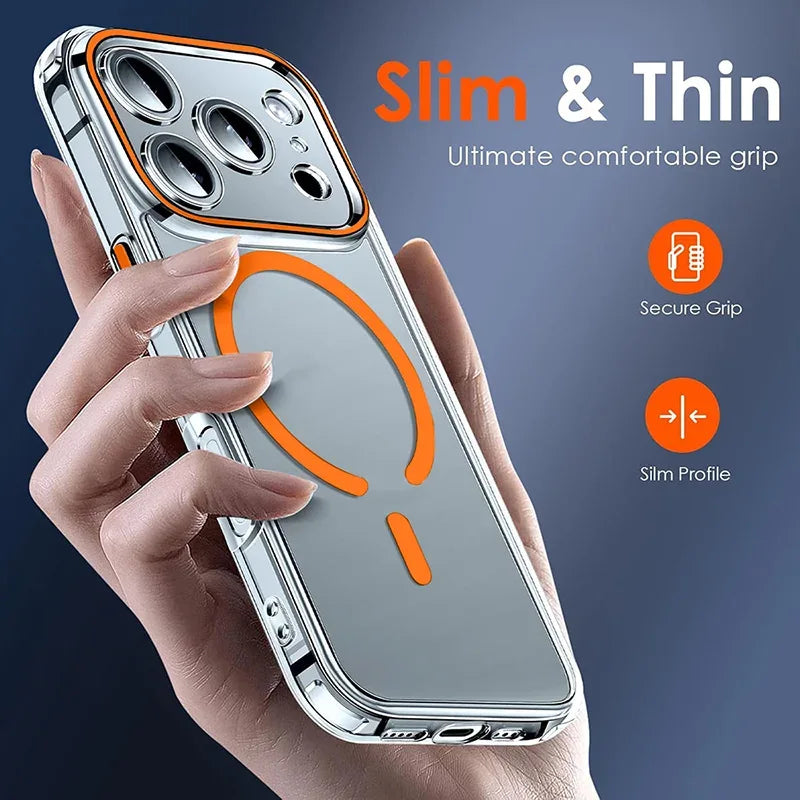 Transparent Thin PC For Magsafe Magnetic Case for iPhone 17 16 15 14 13 Pro Max Plus Air 16e Clear CandyColor Shockproof Cover