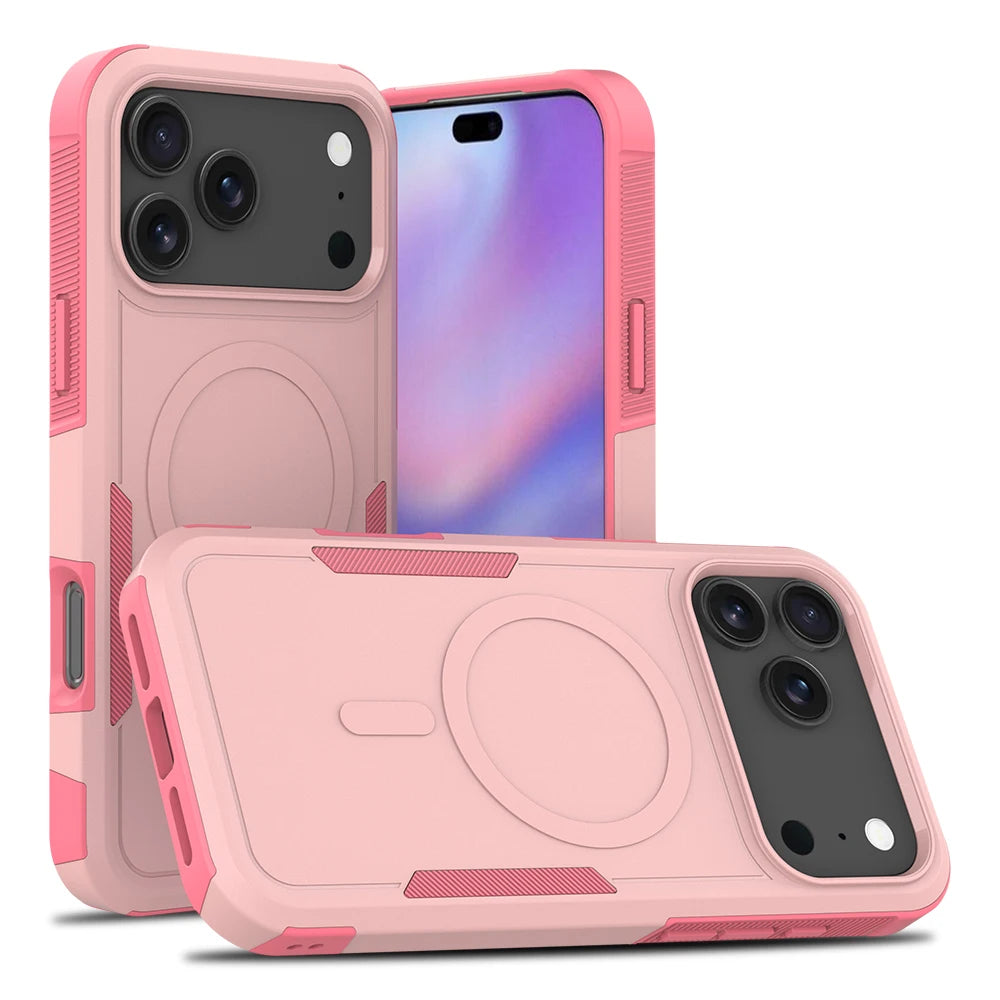 Premium 2IN1 Heavy Armor Magnetic Charging Case for iPhone 18 17 Air 16 15 14 Plus 13 12 Pro Max Shockproof Matte Protect Cover