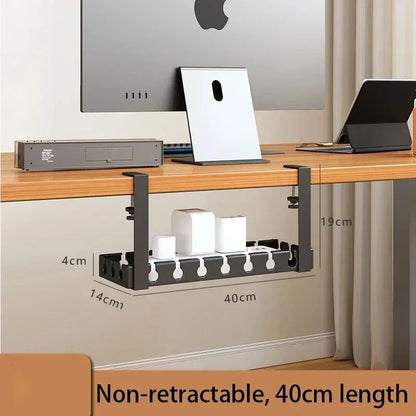 Under Desk Cable Management Tray,Extendable Sturdy Steel Under Desk Cord Hider Raceway,Power Strip Cord Holder Wire Management - Urbizia