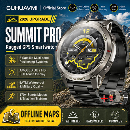 2026 Military Satellite Offline Map GPS Smart Watch Men 1.43''AMOLED Bluetooth Call Compass 5ATM Waterproof 170+Sport Smartwatch