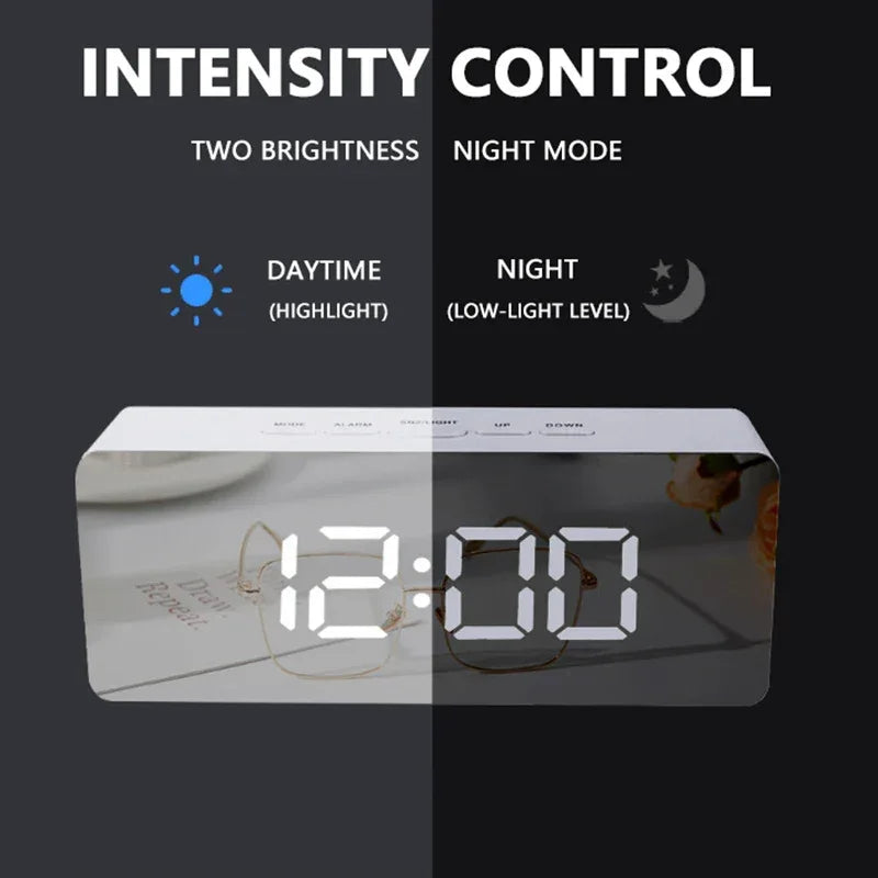 Digital Alarm Clock LED Electronic Desktop Clock with Temperature for Bedroom Home Office Teens Kids - Urbizia