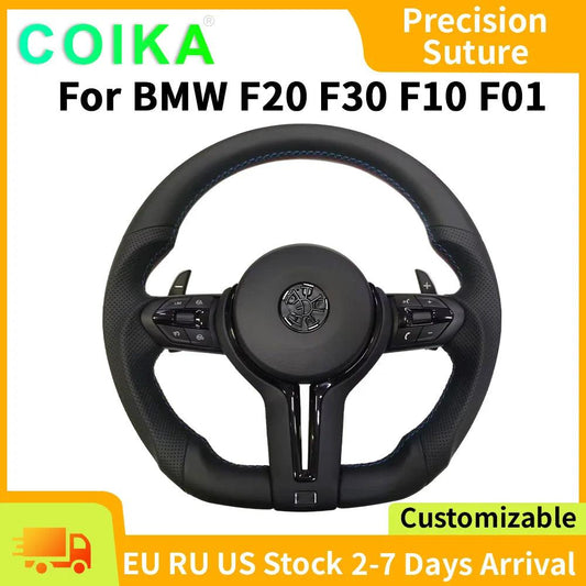 For BMW F30 F20 F48 M3 F80 F25 E90 E87 X5 E70 F01 F10 Steering Wheel Black Perforated Leather Sport Upgrade Modify Accessories