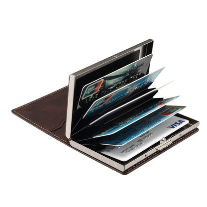 Luxury Faux Leather Card Slot Wallet Magnet Organ Style Card Box Pressing The Button Automatically Ejects The Card