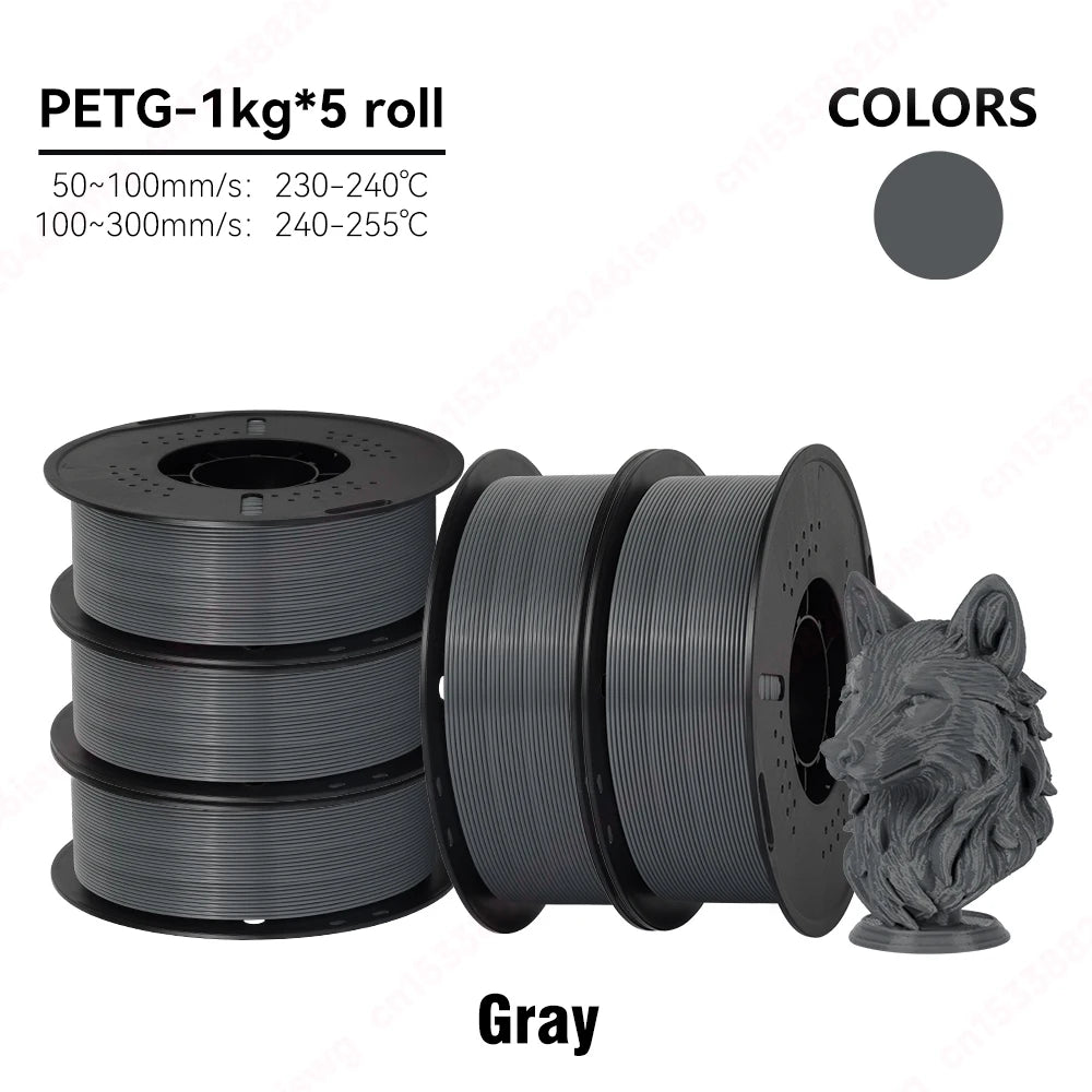KINGROON 5/10KG PETG 3D Printer Filament 1.75mm +/- 0.03mm 3D Printing Filament Neatly Wound Filament Vacuum Packing Fast Shippi