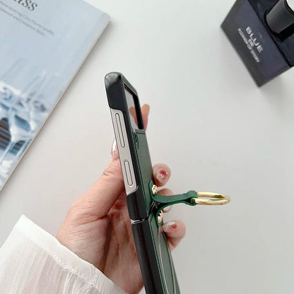 PU Leather Phone Cover for Samsung Galaxy Z Flip 7 FE 6 5 4 3 Case with Ring Holder for Magsafe Magnetic Wireless Charge Flip6