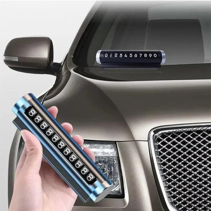 Metal Car Temporary Parking Card Stickers Park Stop in Car-styling Auto Accessories Universal Rotate Phone Number Plate Aluminum