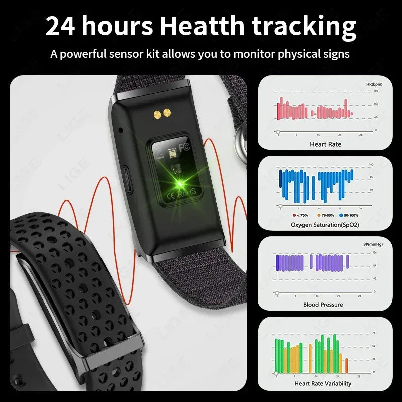 LIGE No Screen Smart Watch Men's Sports Outdoors Fitness Heart Rate Monitor 1ATM Waterproof New Smartwatch For Andrio IOS 2025 - Urbizia