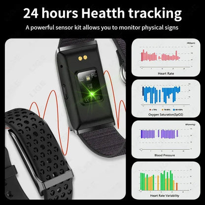LIGE No Screen Smart Watch Men's Sports Outdoors Fitness Heart Rate Monitor 1ATM Waterproof New Smartwatch For Andrio IOS 2025 - Urbizia