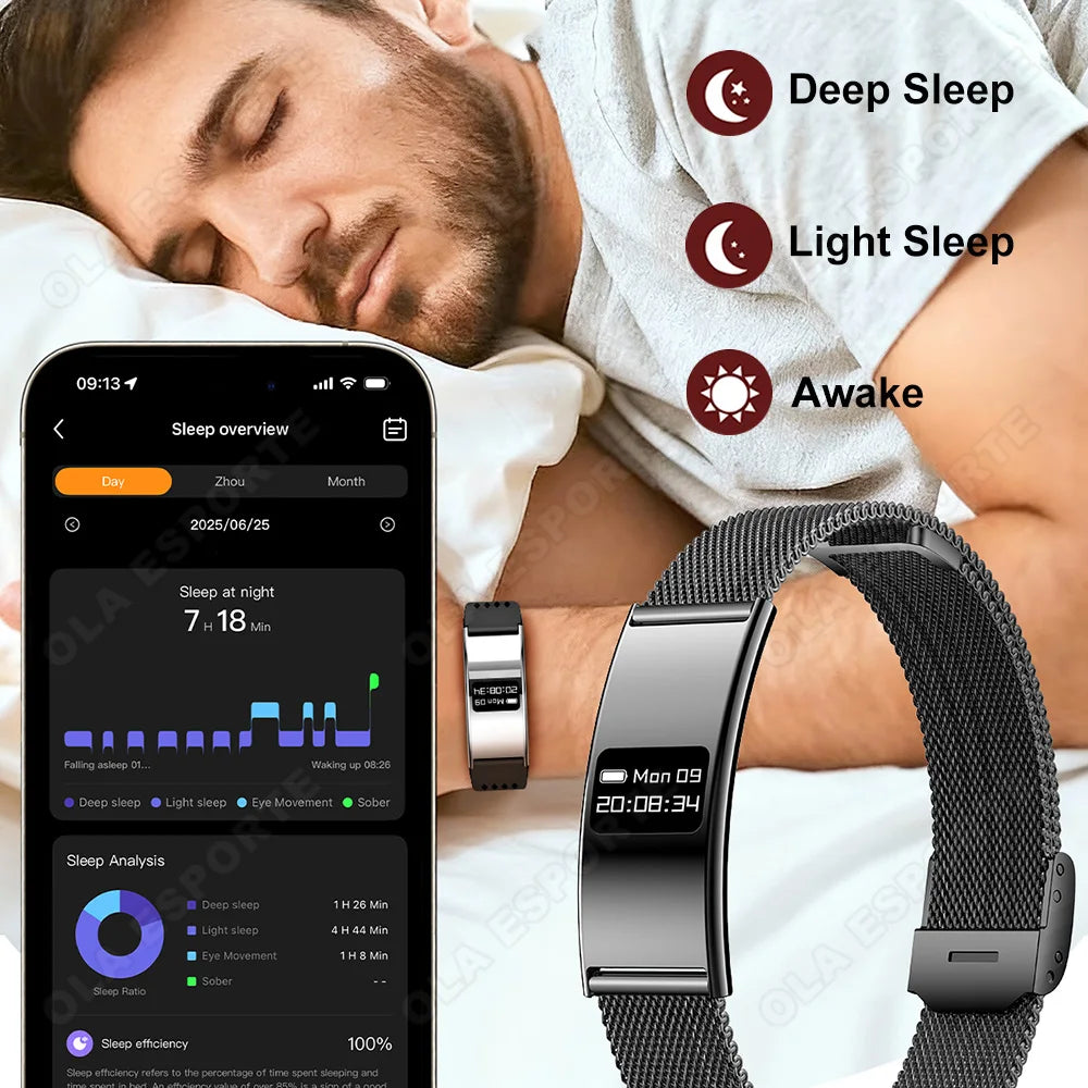 2026 New Smart Bracelet Ultra-thin Heart Rate Blood Oxygen Sleep Monitor IPX8 Waterproof Smart Watch Sports Women Men Smart Band