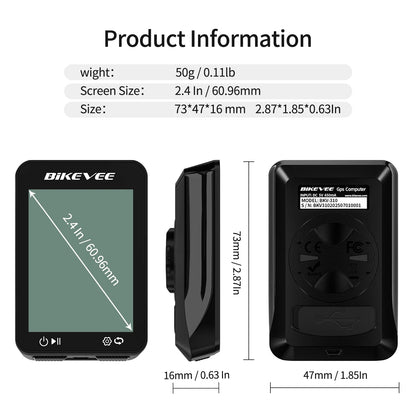 Bikevee Outdoor Riding Wireless GPS Bike Cycling Computer Waterproof With Auto Start/Stop Backlight Bracket 8 Types Multilanguage MTB Road Cycle Odometer Speedometer Stopwatch Bicycle Accessories