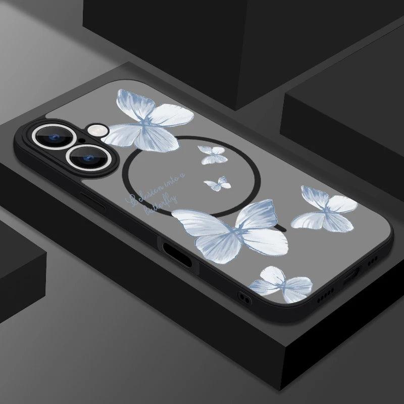 Gold Butterfly Matte MagSafe Case for iPhone Series