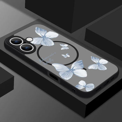 Gold Butterfly Matte MagSafe Case for iPhone Series