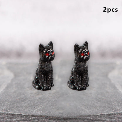 Miniature Halloween Resin Figurines – 3D Horror Raven, Tombstone, Ghost & Skull Ornaments