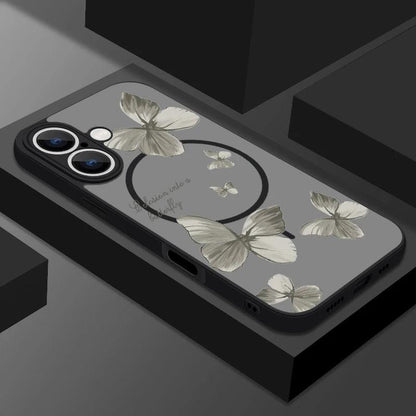 Gold Butterfly Matte MagSafe Case for iPhone Series