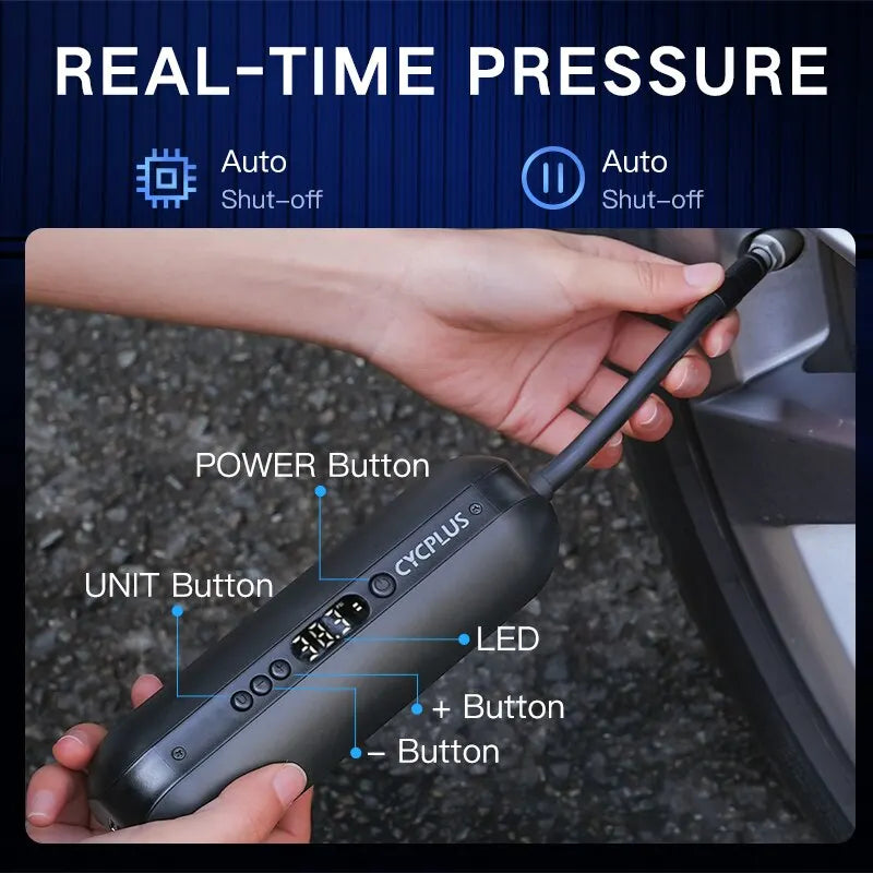 CYCPLUS A2 Air Compressor Wireless Bicycle Pump for Car Tire High Pressure 150psi Portable Smart Air Inflator for MTB Bike Ball