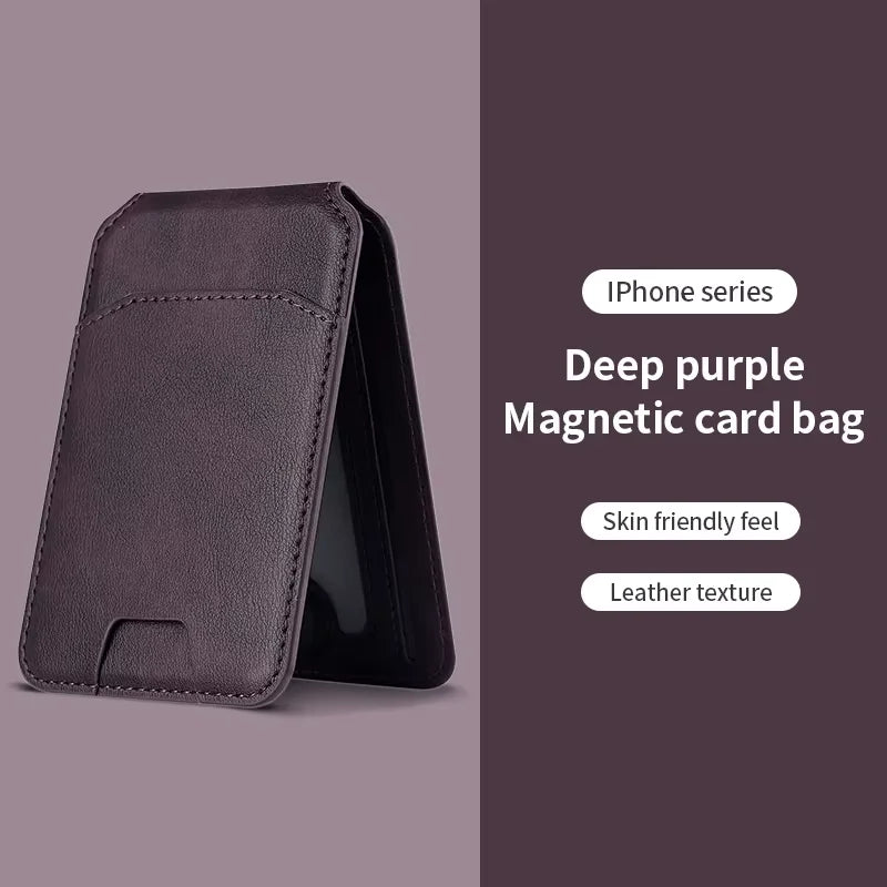Magnetic Card Holder PU Leather Phone Case with Wallet Stand Credit Card Pocket for Magsafe Apple Phone Samsung Galaxy Devices