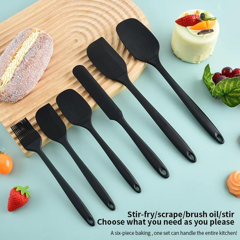 6-Piece Silicone Baking Tool Set – Spatula, Scraper, Oil Brush