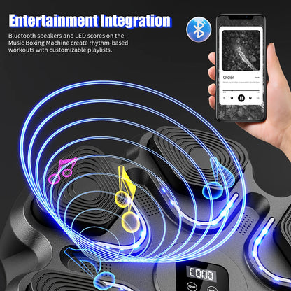 Music Boxing Machine for Adults and Kids, Smart Bluetooth Boxing Training Equipment with Gloves for Home,Office and Gym
