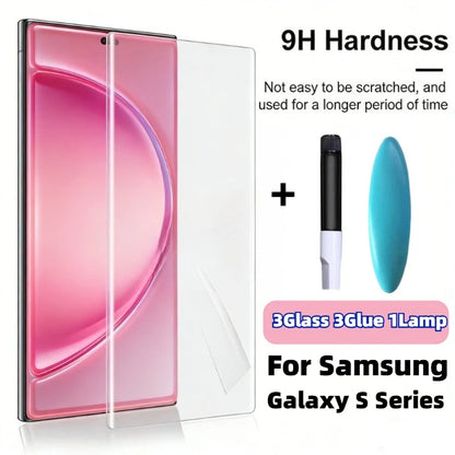 Full Glue Tempered Glass For Samsung Galaxy S26 Ultra S25 S24 S23 S22 S21 Ultra/Plus Screen Protector UV Liquid Protective Film