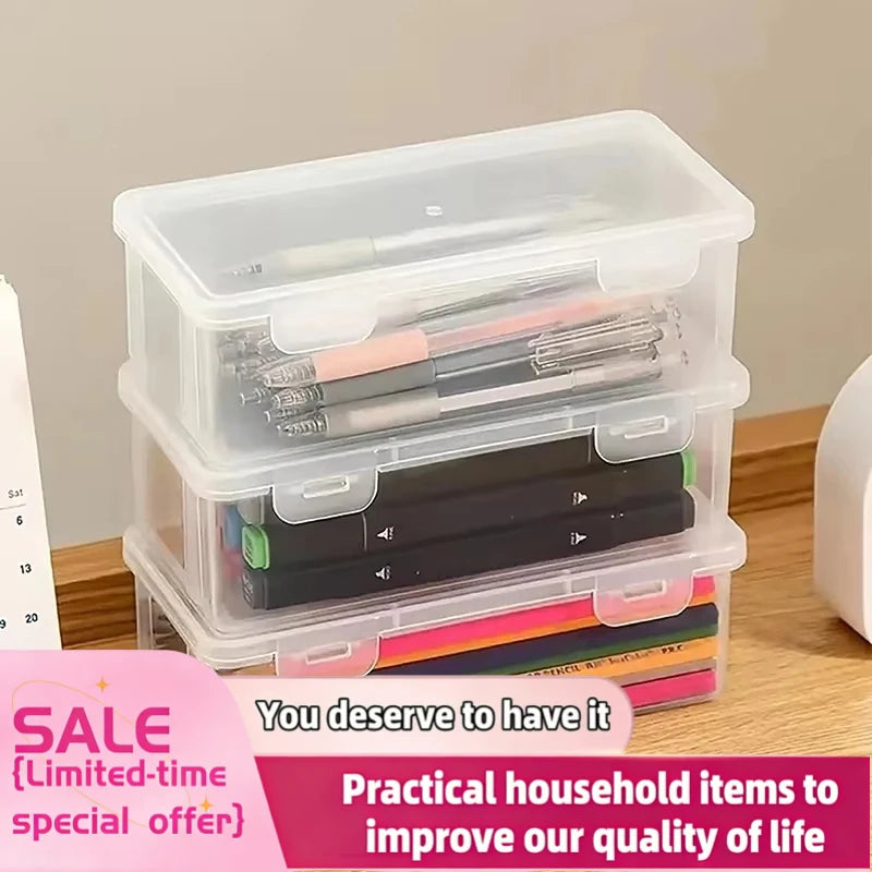 Multifunction Pen Case Clear Plastic Pencil Boxes Portable Mount Storage Pen Box For Oil Pastel Crayon Stationery Organizer Bag