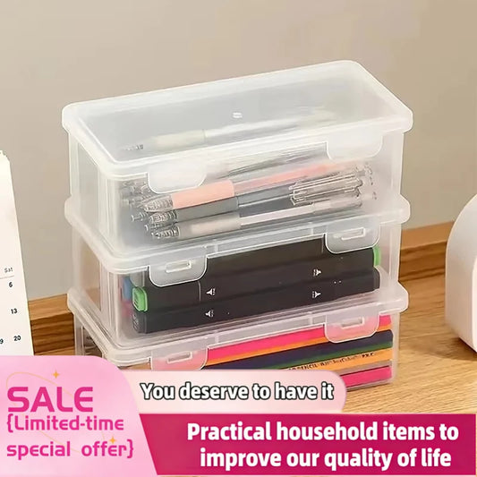 Multifunction Pen Case Clear Plastic Pencil Boxes Portable Mount Storage Pen Box For Oil Pastel Crayon Stationery Organizer Bag