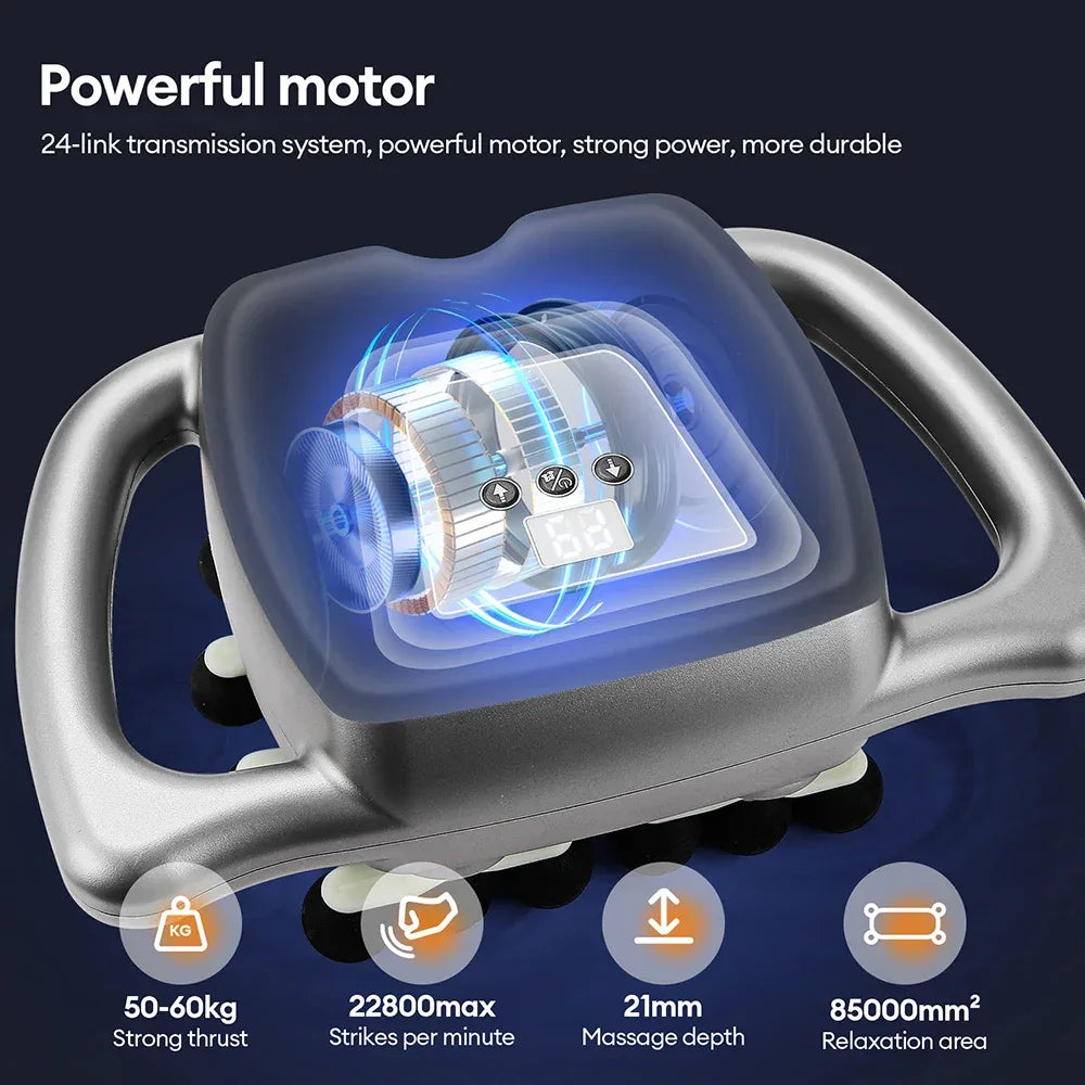 24-Head Fascia Gun 9 Modes High Frequency Vibration Body Massage Gun Back Neck Shoulder Waist Massager Muscle Masajeador