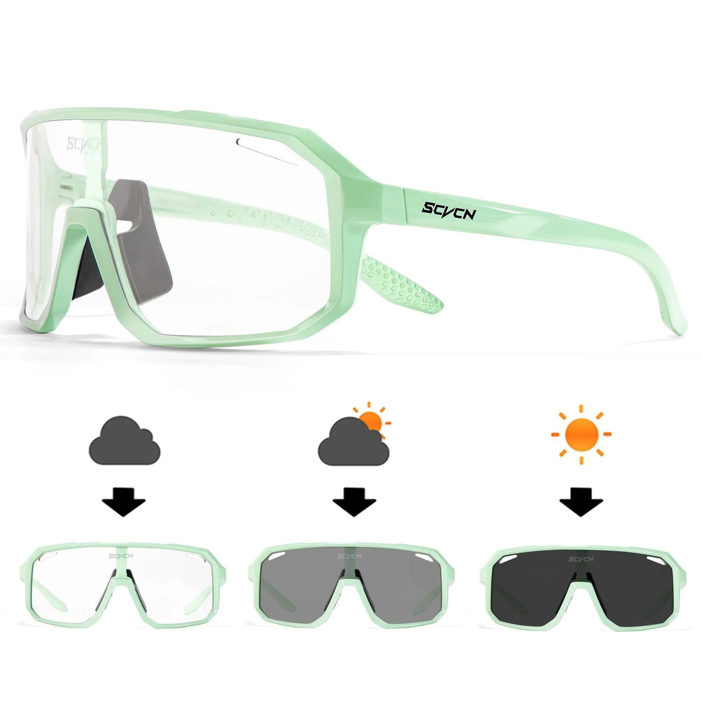 SCVCN Photochromic Cycling Sunglasses UV400 MTB Eyewear