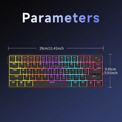 AJAZZ NK61 Wired Gaming Mechanical Keyboard 60% RGB Hot-Swappable 61 Keys Red Switch Mini Keyboard for Gamer PC