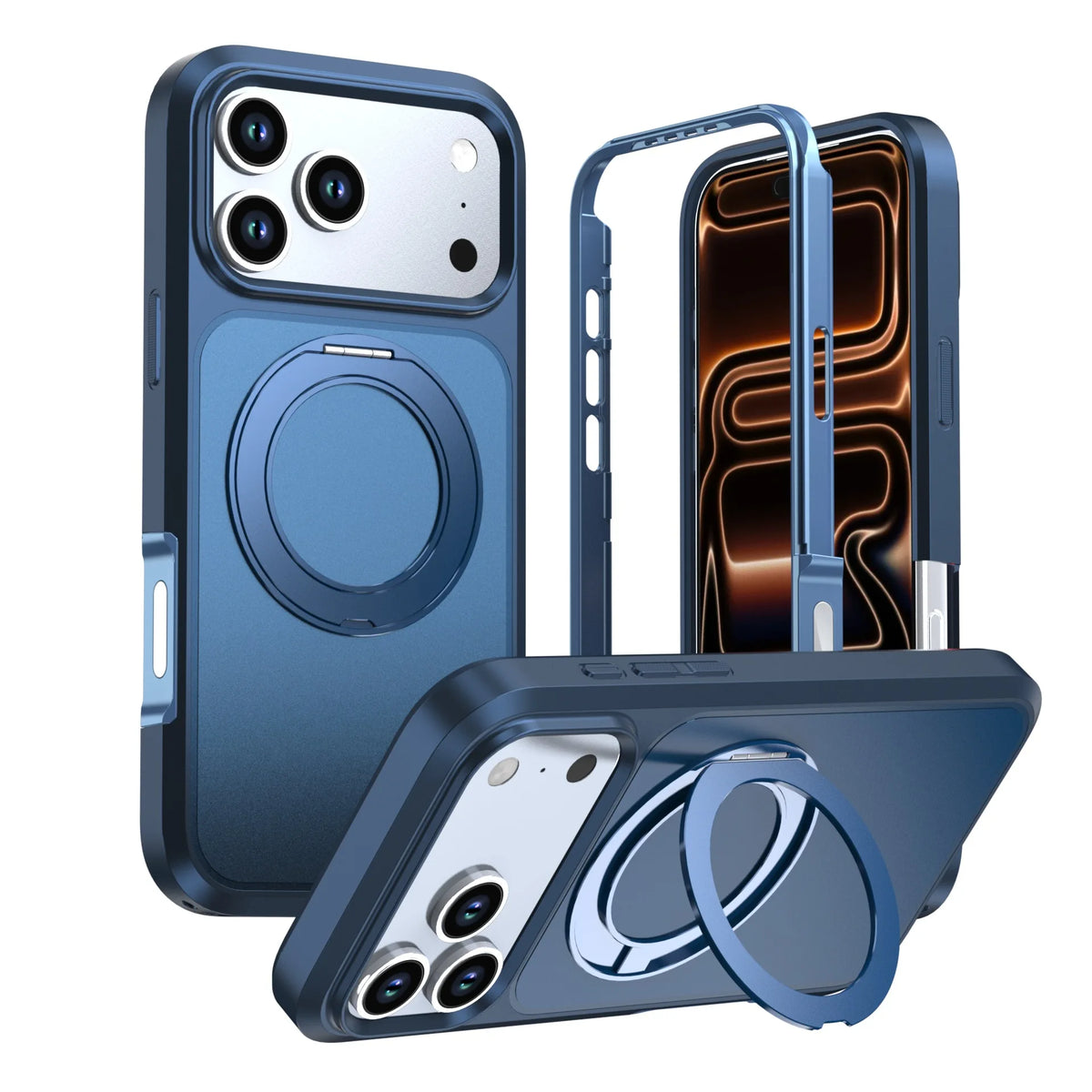 Three Anti-Contrast Case for IPhone18 Pro Mobile Phone with Magnetic Suction Rotating Bracket 17ProMax Protective Case