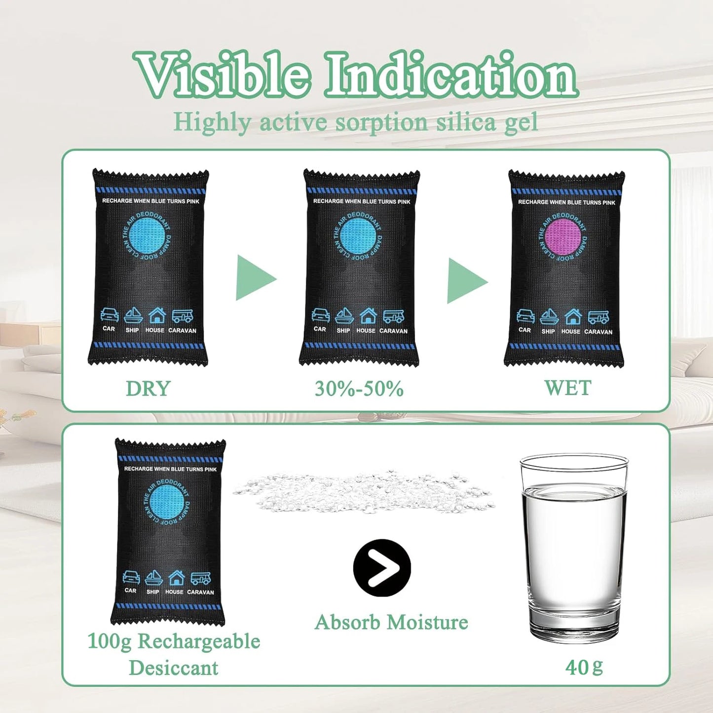 Reusable Silicone Dehumidifier Bag Car Air Freshener Interior Wardrobe Room Home Moisture Absorber Dampness Preventer Drying Bag