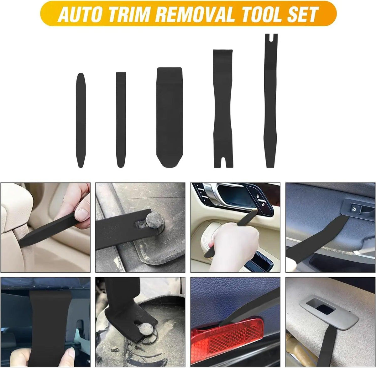 Nilight 6PCS Auto Trim Removal Tool Kit No-Scratch | Removal Tool Kit for Car Audio Dash Panel Window Molding Fastener Remover Tool Kit-Black