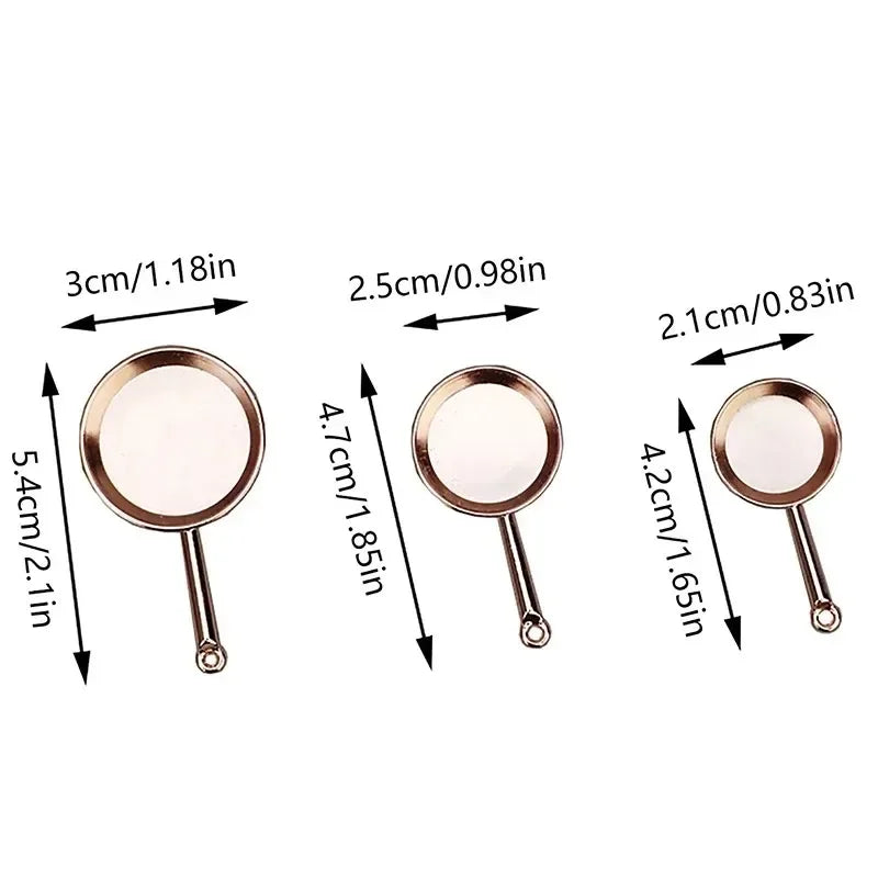 1Set 1:12 Dollhouse Miniature Frying Pan Casserole Metal Cookware Kitchen Model Decor Toy Doll House Accessories
