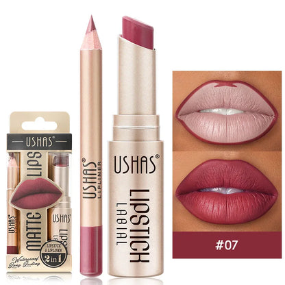 USHAS 12-Color Lip Liner & Matte Lipstick Set