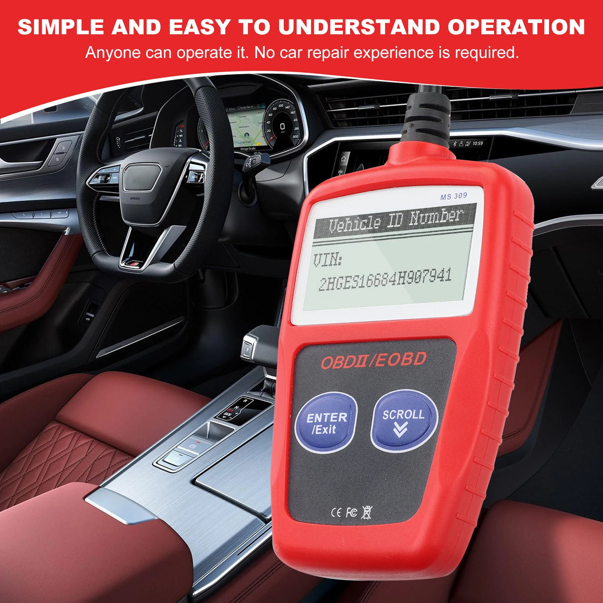 MS309 OBD2 Diagnostic Scanner Auto Car Health Check Code Reader Scanner Tool for All Cars Models with Bluetooth