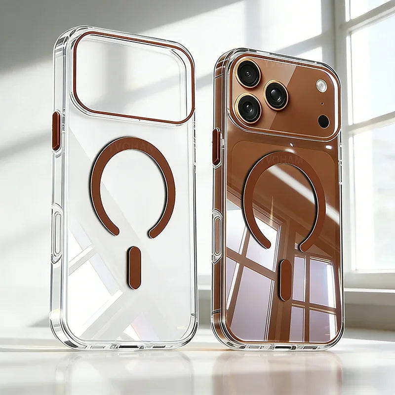 Transparent Thin PC For Magsafe Magnetic Case for iPhone 17 16 15 14 13 Pro Max Plus Air 16e Clear CandyColor Shockproof Cover